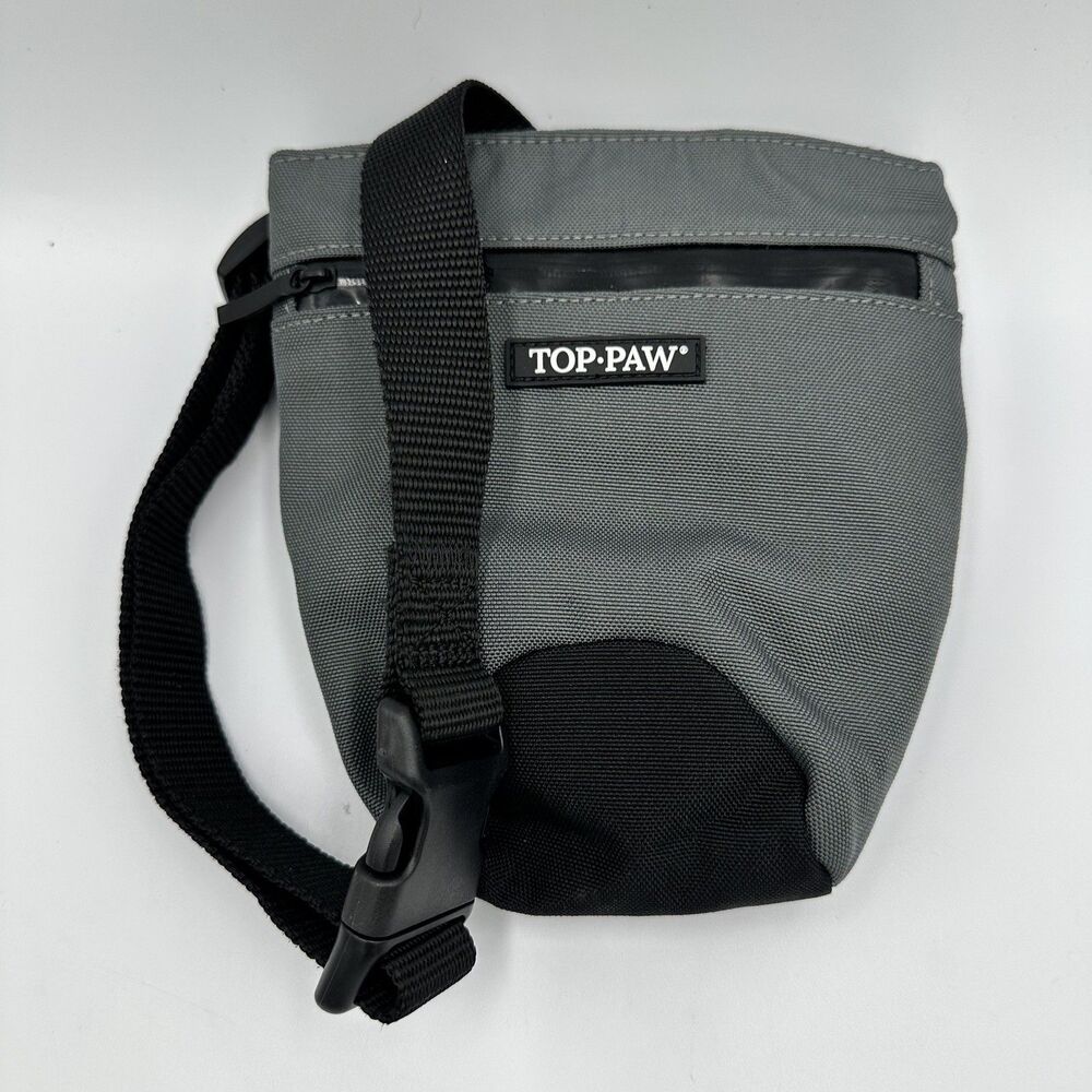 Top Paw 7” EZ Open Puppy/Dog Treat Belt Pouch Black/Grey Training